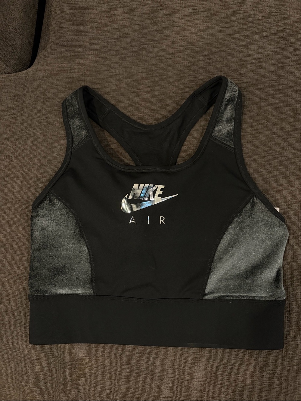 Nike Air Black Sports Bra with Velvet Accents